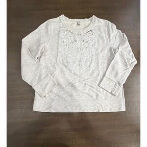 J. Crew Embroidered Sweatshirt Heather Grey Crew Neck Long Sleeve Size L